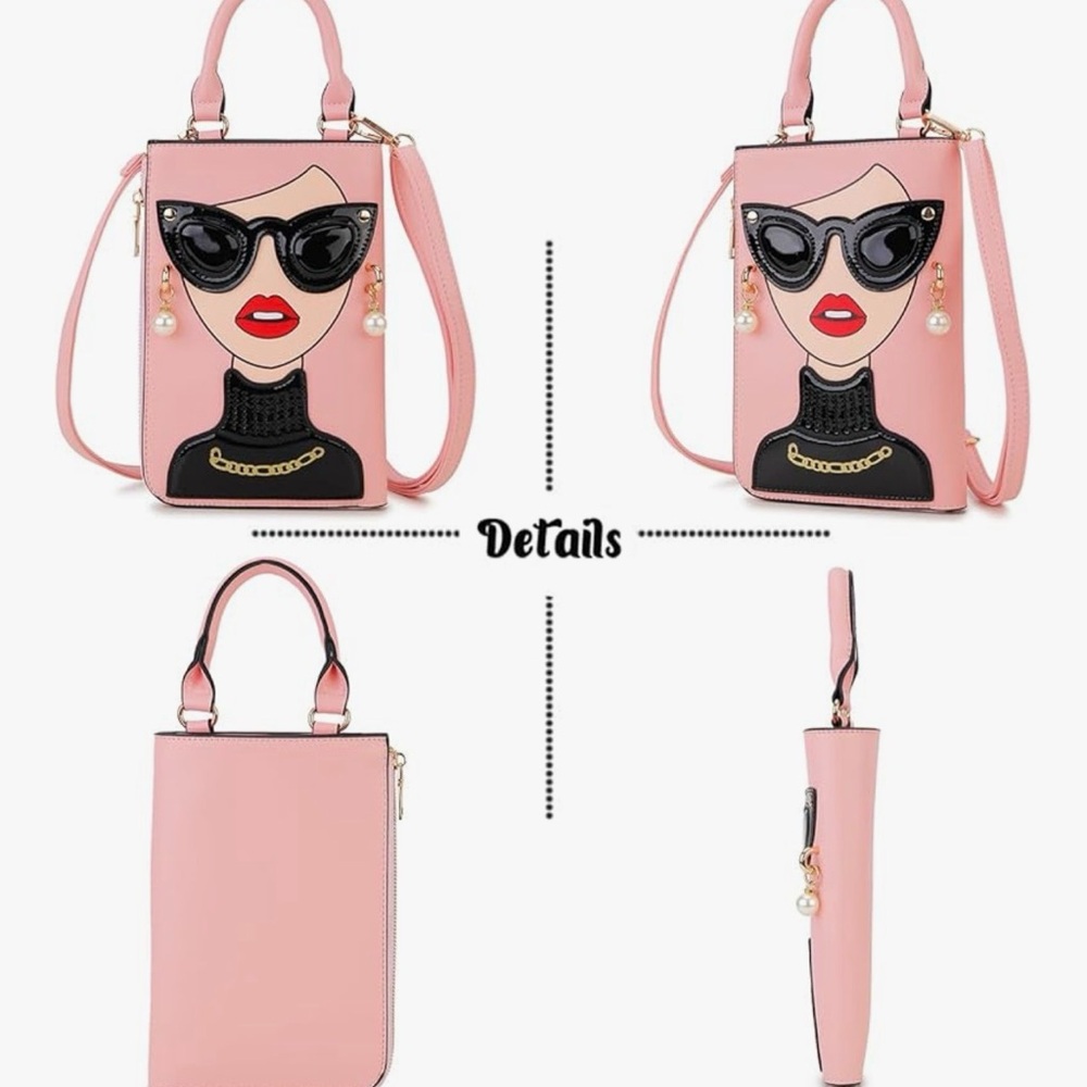 Chic Face Pink Designer Handbag - Picture 2 of 4